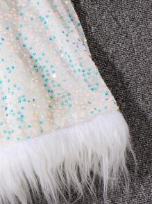 3pcs/Set Girls & Mommy Matching Sequin Decor Sleeveless High-Low Hem Dress Formal Gown For Party, Sold Separately