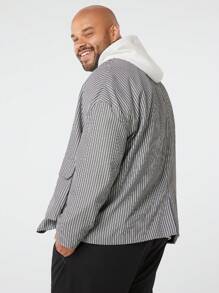 Manfinity NXTstreet Chaqueta de traje holgada de hombros caídos tejida informal para hombre de talla grande, adecuado para otoño/invierno