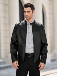 Manfinity VCAY 1 Áo khoác nam có cổ đứng dài tay có khóa kéo phía trước, thích hợp cho mùa thu - màu đen - Xem 5