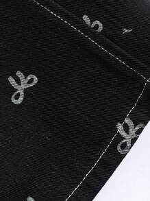 DAZY Mono corto de mezclilla con lazo y cordón de mujer con estampado tipo vestido de verano