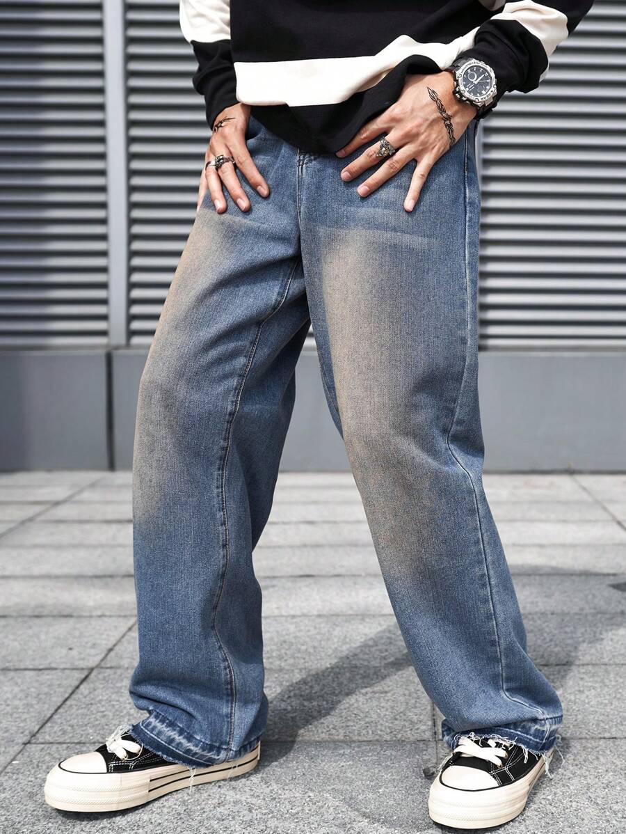 Manfinity EZcore 男式宽松阔腿口袋休闲牛仔裤