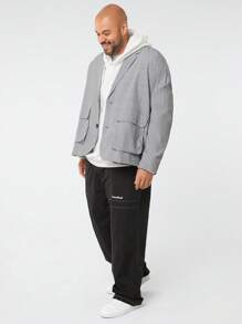 Manfinity NXTstreet Chaqueta de traje holgada de hombros caídos tejida informal para hombre de talla grande, adecuado para otoño/invierno