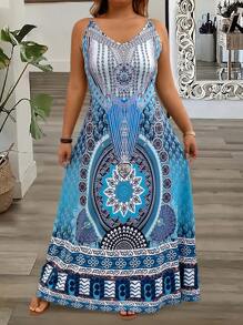 Váy dây mảnh in họa tiết cổ điển cỡ lớn - Nhiều màu - Xem 6