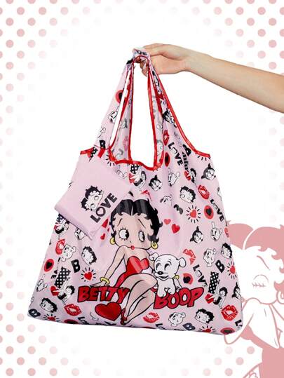 Betty Boop | ROMWE Cartoon Cute Big Capacity Foldable Tote Bag With Coin Purse
