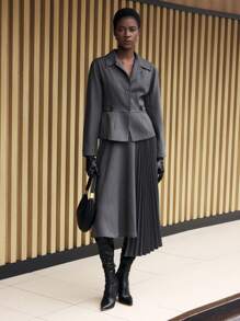 BizChic Women Vintage Elegant Waisted Business Suit Jacket Fall Women Outfits