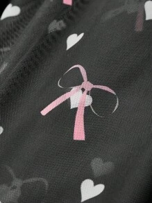 Skyy Designs Co Vestaglietta lunga da donna casual della taglia plus size a maniche lunghe, con stampa di cuori e fiocchi in rete, adatta per autunno/inverno, vacanze, primavera