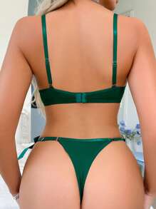 2 Stück/Set Spitzen-Unterbügel-BH & Höschen Dessous für Frauen