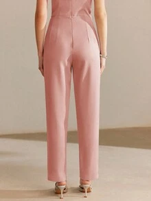 MOTF PREMIUM 纯色斜口袋直筒裤 - 粉色 - 查看 3