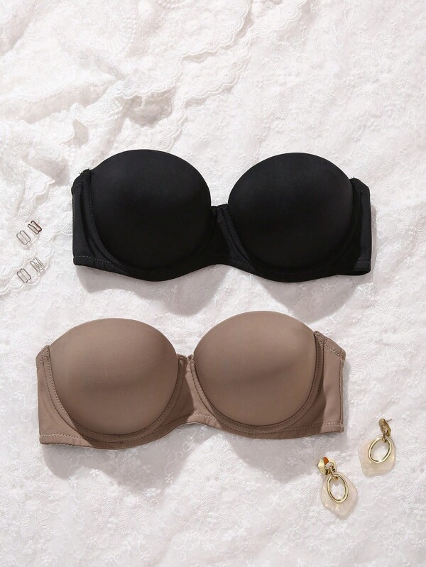 2 piezas Conjunto de sujetador con cobertura completa y aro para mujeres