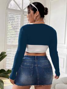 CovetEZ 大码纯色休闲超短开衫，春秋