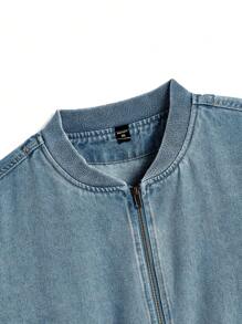 Manfinity Homme Chaqueta vaquera lavada azul claro talla grande para hombres - Lavado ligero - Ver 4