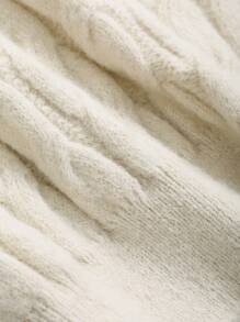 FRIFUL Suéter casual de punto de cable con letras bordadas de manga larga para mujer, otoño e invierno