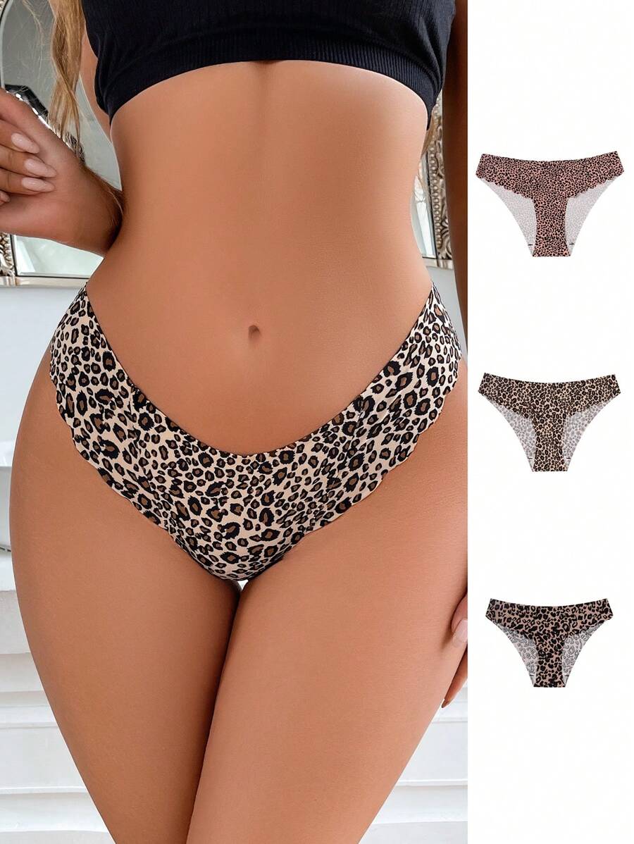 3 piezas/paquete Bragas sin costuras de tiro bajo para mujer - Multicolor - Ver 1