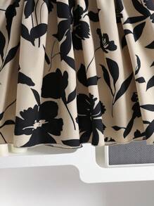 SHEIN Elladie kids Young Girls French Retro Floral Print Puff Sleeve Cinched Waist Loose A-Line Midi Dress, Casual, Spring/Autumn - Multicolor - View 5