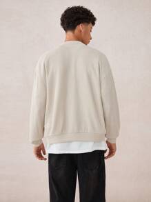 Manfinity VCAY Men's Loose Knit Drop Shoulder Casual Cardigan Jacket, Suitable For Fall & Winter