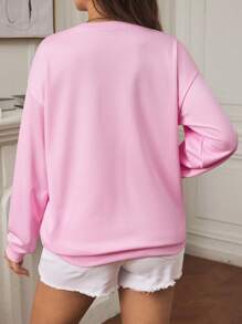 SHEIN Sudadera casual de cuello redondo, de manga larga, con estampado de letras, para embarazadas, para uso diario, para el invierno