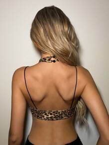 SHEIN ICON 女式豹纹镂空紧身吊带背心（带钢圈）