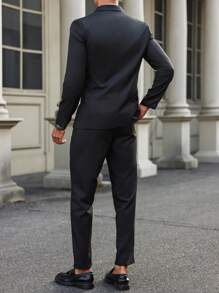 Manfinity Bizformal 2 stuks heren effen kleur mode dubbelrijs jasje en broek pak set