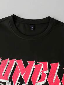 ROMWE MEN Street Life Camiseta con estampado de figura silueta de hombre, estilo vintage de alta calle