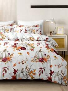 3pcs/Set Halloween Pumpkin Polyester Digital Print Duvet Cover Set