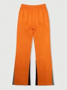 ROMWE MEN Street Life Men's Patchwork Flared Leg Sweatpants, Street Stacked Style