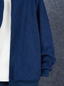 SHEIN 1pc Teen Boy Casual Versatile Comfortable Warm Winter Hooded Design Thermal Lined Solid Color Simple Knit Jacket, Suitable For Winter Outdoor Activities, School, Skiing