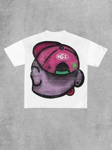 潮流街头时尚奇特卡通图案印花女式短袖 T 恤