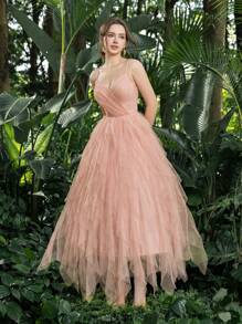 Váy dự tiệc Homecoming Cami lưới xếp nếp thanh lịch hoàn hảo cho các sự kiện trở lại trường, tụ họp, khiêu vũ và cocktail, váy dạ hội bán trang trọng, cho sinh nhật, khách dự tiệc cưới, tốt nghiệp - Bụi hồng - Xem 5