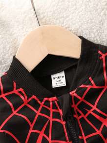 Chaqueta informal de contraste de color con estampado de araña para bebé niño, otoño