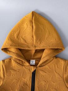 SHEIN 男童休闲可爱运动加厚宽松连帽外套，卡通恐龙图案，秋冬保暖卫衣。采用舒适、合身、耐穿的面料，适合日常外出、上学及各种场合，展现男孩独特的街头风格魅力，秋冬季保暖舒适。