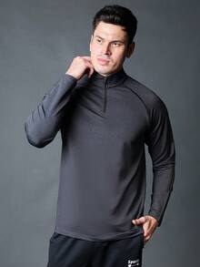 男友风纯色插肩袖日常健身运动夹克，春秋季 - 黑色 - 查看 6