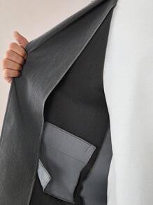 Manfinity VCAY 2 Pcs Men's Woven Casual Loose Fit Suit Jacket, Suitable For Autumn And Winter - Grey - View 9