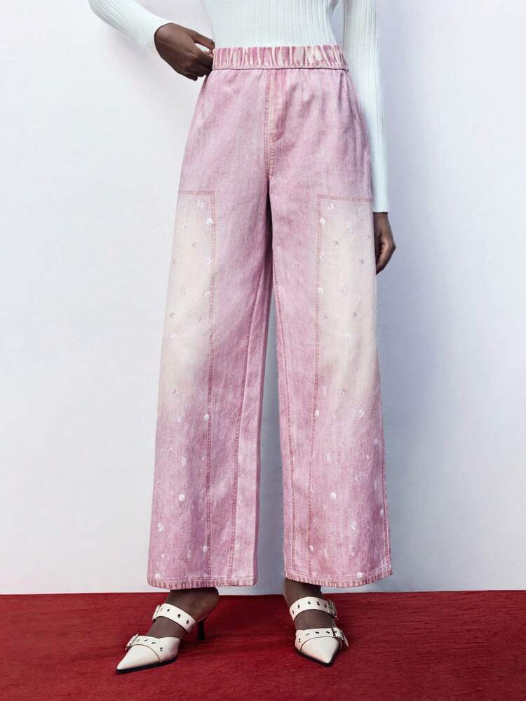 SHEIN Maija Women's Gradient Color Casual Straight-Leg Pants With Pockets