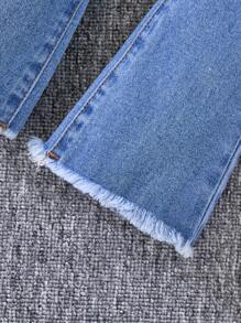 SHEIN 2 Stück/Set Baby Mädchen Denim Weste und weite Hose Set, Baby Mädchen Kleidung für Herbst und Winter - Dunkle Waschung - Übersicht 7