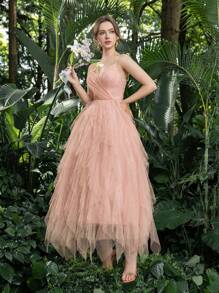 Váy dự tiệc Homecoming Cami lưới xếp nếp thanh lịch hoàn hảo cho các sự kiện trở lại trường, tụ họp, khiêu vũ và cocktail, váy dạ hội bán trang trọng, cho sinh nhật, khách dự tiệc cưới, tốt nghiệp - Bụi hồng - Xem 7