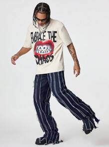 PAVTROS Quần Jeans Ống Loe Miếng Dán Denim Xanh Đậm Cho Nam - Rửa tối - Xem 6