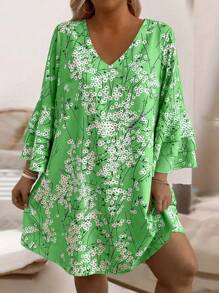 EMERY ROSE Váy hè in hoa thường ngày cổ chữ V cỡ lớn - Nhiều màu - Xem 1