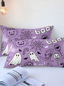 3pcs/Set Halloween Cute Ghost Pumpkin Digital Print Duvet Cover Set(1 Duvet Cover & 2 Pillowcase)Soft And Skin-Friendly Duvet Cover Bedding Set For Home, All Season Bed Sheets Set Halloween Gift - Multicolor - View 8
