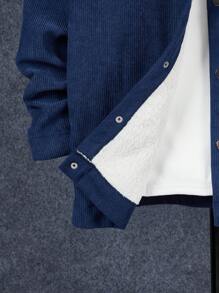 SHEIN 1 件青少年男童休闲百搭保暖内衬复合舒适简约纯色保暖领夹克，适合冬季、户外、通勤、搭配和上学