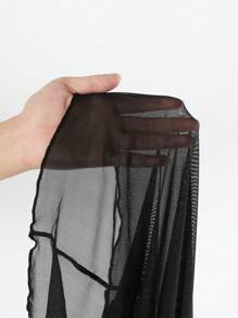 SHEIN Swim Summer Beach Plain Fringe Cover Up Skirt - Black - View 8