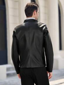 Manfinity VCAY 1 Áo khoác nam có cổ đứng dài tay có khóa kéo phía trước, thích hợp cho mùa thu - màu đen - Xem 4