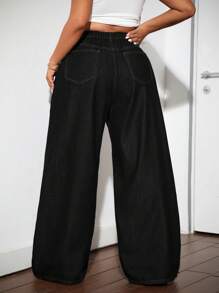 Dripcurv Jeans droits amples et décontractés grande taille, noir, mode polyvalente
