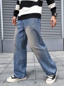 Manfinity EZcore 男式宽松阔腿口袋休闲牛仔裤