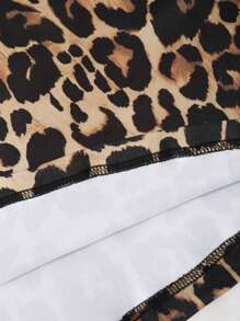 Sunspun 大码时尚豹纹鱼尾长裙女装 - 棕色 - 查看 4