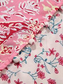 Acelitt 花卉印花荷叶边袖衬衫，长袖上衣