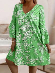 EMERY ROSE Váy hè in hoa thường ngày cổ chữ V cỡ lớn - Nhiều màu - Xem 6