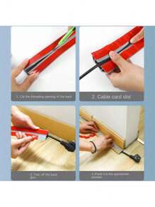 3mX2cm Floor Cable Cover PVC Cord Protector Self-Adhesive Power Cable Protector Extension Electric Wire Duct Slot Cable Manage