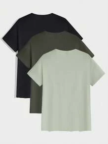 RueChic Multi-Pack Form-Fitting Round Neck Basic T-Shirts - Multicolor - View 2