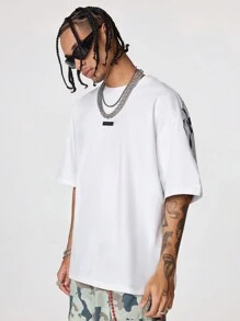 AXEPEAK Maglietta da uomo con collo tondo, vestibilità morbida e maniche corte, con stampa in inglese, adatta per l'estate, uscite, amici, stile streetwear