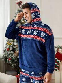 Men's Solid Color Patchwork Hoodie And Pants Casual Loungewear Set - Multicolor - View 7